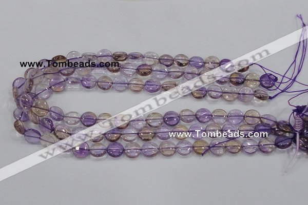 CAN41 15.5 inches 12mm flat round natural ametrine gemstone beads