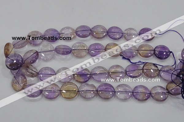 CAN43 15.5 inches 16mm flat round natural ametrine gemstone beads