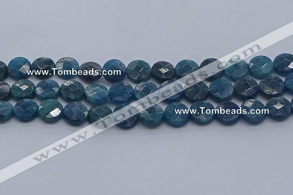 CAP389 15.5 inches 12mm faceted coin apatite gemstone beads