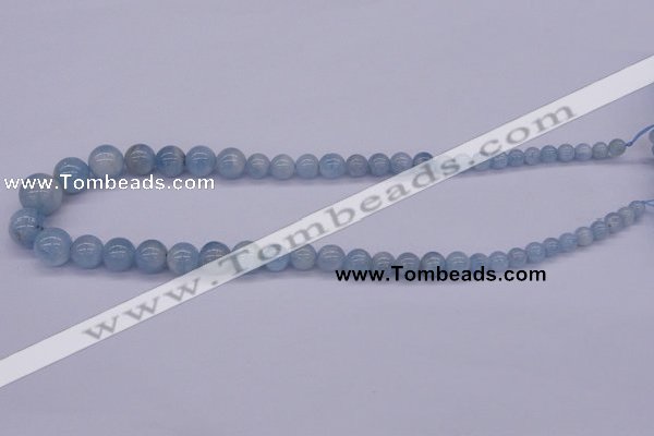 CAQ128 15.5 inches multi-size round natural aquamarine beads wholesale