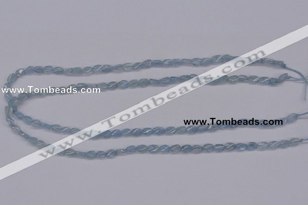 CAQ147 15.5 inches 5*7mm twisted oval natural aquamarine beads