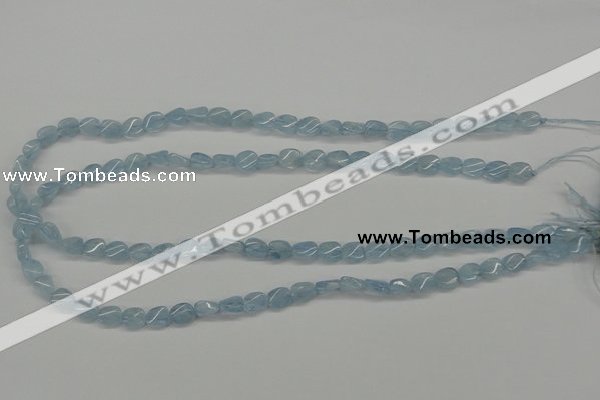 CAQ148 15.5 inches 6*8mm twisted oval natural aquamarine beads