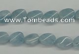 CAQ149 15.5 inches 8*12mm twisted oval natural aquamarine beads