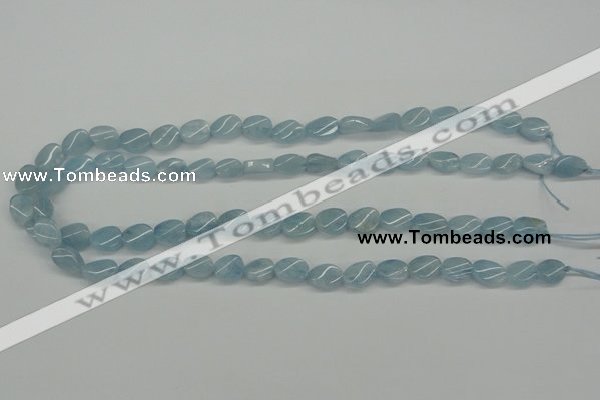 CAQ149 15.5 inches 8*12mm twisted oval natural aquamarine beads