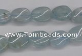 CAQ150 15.5 inches 10*12mm twisted oval natural aquamarine beads