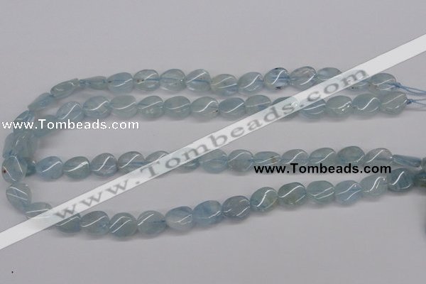 CAQ150 15.5 inches 10*12mm twisted oval natural aquamarine beads