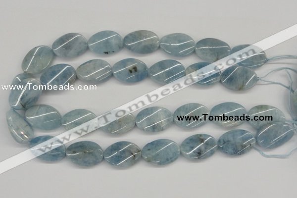 CAQ151 15.5 inches 18*25mm twisted oval natural aquamarine beads
