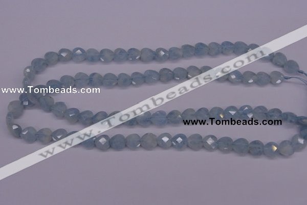 CAQ155 15.5 inches 10*10mm faceted heart natural aquamarine beads