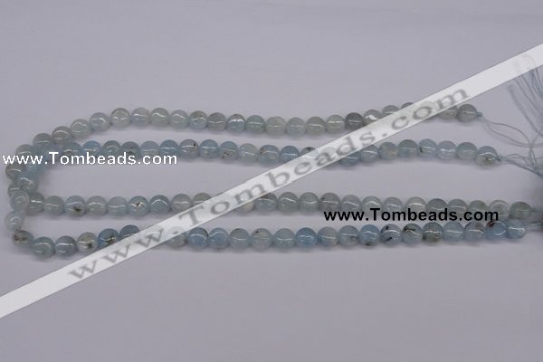 CAQ156 15.5 inches 8mm flat round natural aquamarine beads