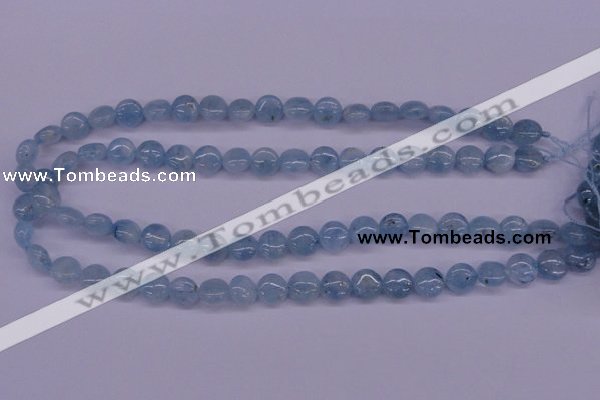 CAQ157 15.5 inches 10mm flat round natural aquamarine beads