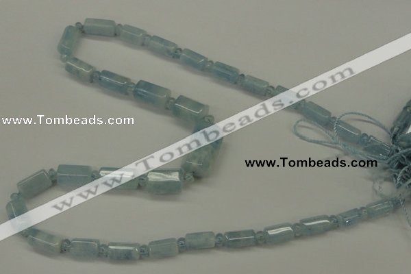 CAQ160 15.5 inches rondelle & faceted column natural aquamarine beads