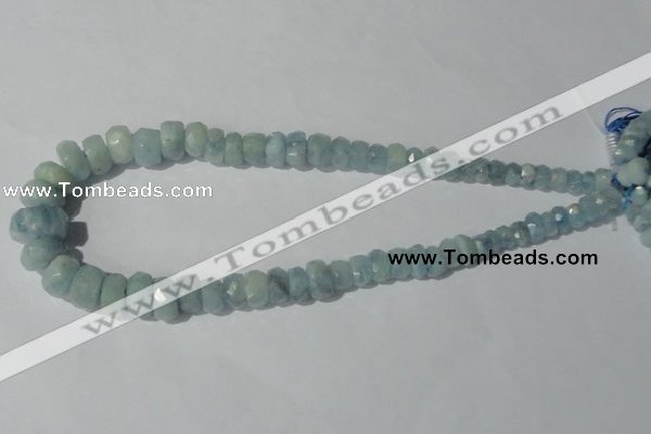 CAQ208 15.5 inches multi-size faceted rondelle natural aquamarine beads