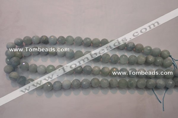 CAQ224 15 inches 10mm faceted round aquamarine beads wholesale