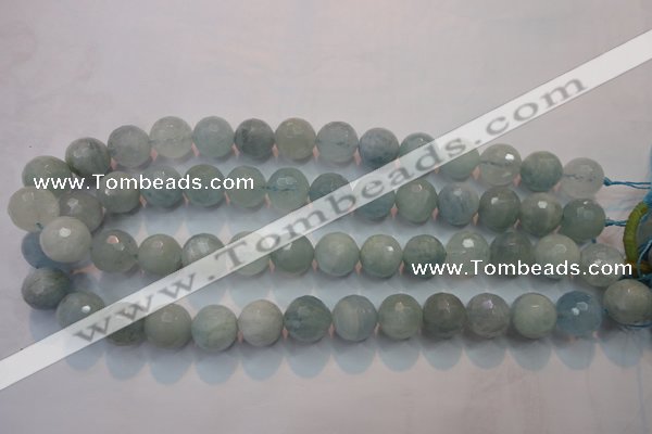 CAQ226 15 inches 14mm faceted round aquamarine beads wholesale