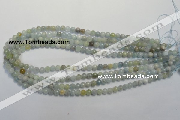 CAQ251 15.5 inches 6mm round aquamarine beads wholesale