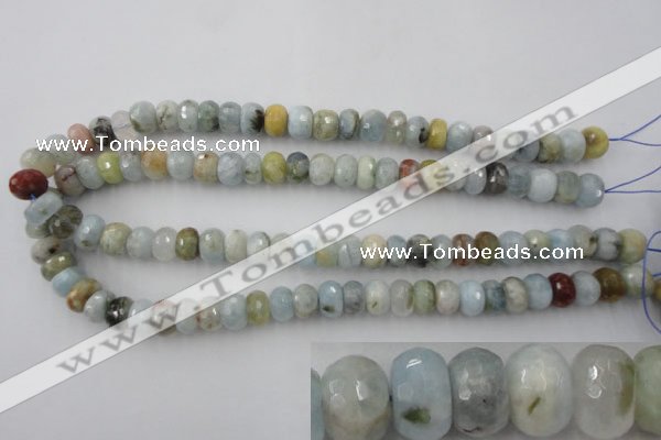 CAQ353 15.5 inches 8*12mm faceted rondelle natural aquamarine beads