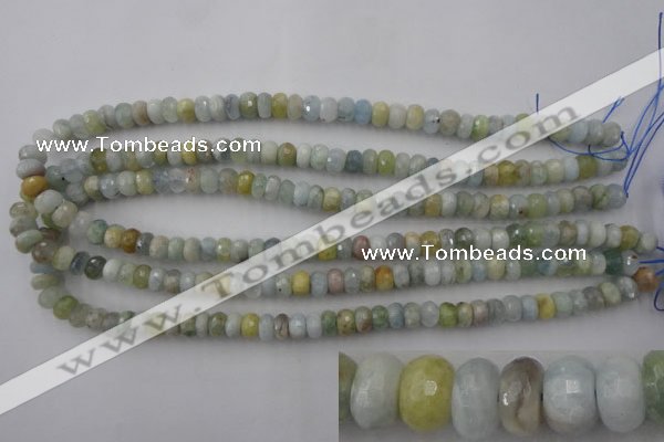 CAQ355 15.5 inches 5*8mm faceted rondelle natural aquamarine beads