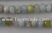 CAQ356 15.5 inches 7*11mm faceted rondelle natural aquamarine beads