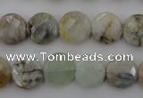 CAQ367 15.5 inches 12mm faceted coin natural aquamarine beads