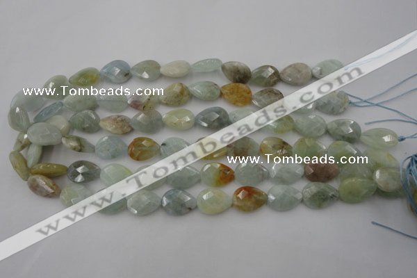 CAQ378 15.5 inches 13*18mm faceted flat teardrop natural aquamarine beads