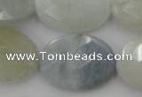 CAQ388 15.5 inches 22*30mm faceted oval natural aquamarine beads