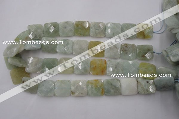 CAQ398 15.5 inches 20*20mm faceted square natural aquamarine beads