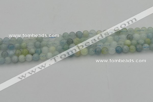 CAQ431 15.5 inches 6mm round natural aquamarine beads wholesale