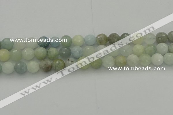 CAQ438 15.5 inches 10mm faceted round natural aquamarine beads