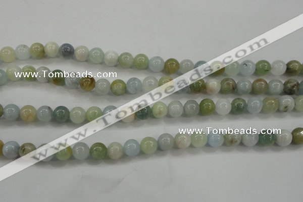 CAQ453 15.5 inches 8mm round aquamarine beads wholesale