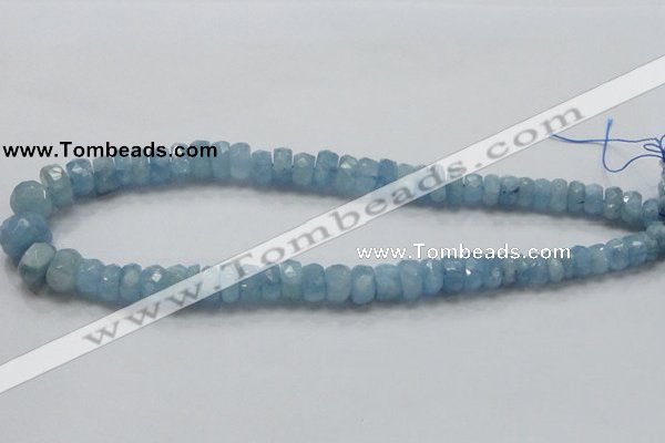 CAQ51 15.5 inches 6*12mm faceted rondelle natural aquamarine beads