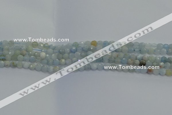 CAQ551 15.5 inches 4mm faceted round natural aquamarine beads