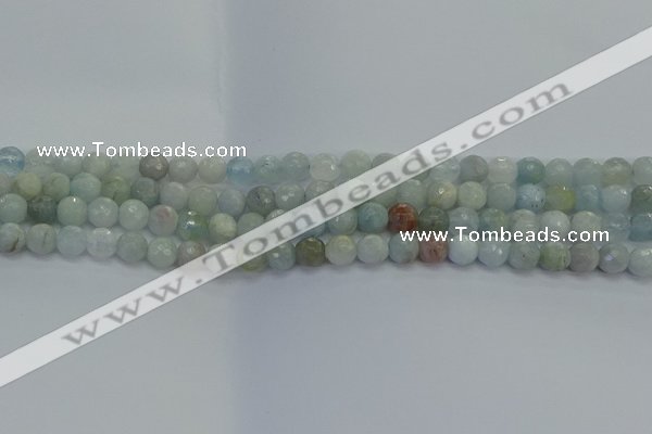 CAQ552 15.5 inches 6mm faceted round natural aquamarine beads