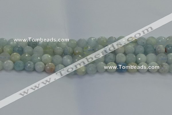 CAQ553 15.5 inches 8mm faceted round natural aquamarine beads