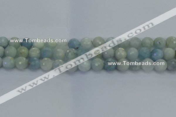 CAQ554 15.5 inches 10mm faceted round natural aquamarine beads