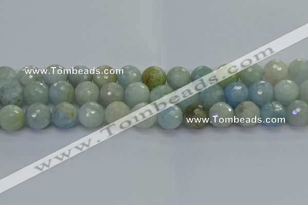 CAQ555 15.5 inches 12mm faceted round natural aquamarine beads