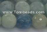 CAQ556 15.5 inches 14mm faceted round natural aquamarine beads