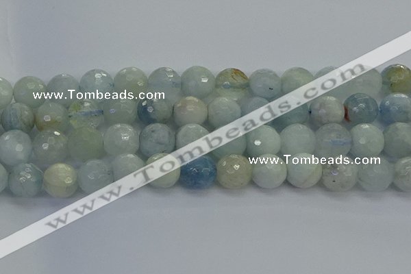 CAQ556 15.5 inches 14mm faceted round natural aquamarine beads