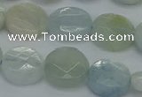 CAQ569 15.5 inches 9mm faceted coin natural aquamarine beads