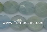 CAQ570 15.5 inches 11mm faceted coin natural aquamarine beads