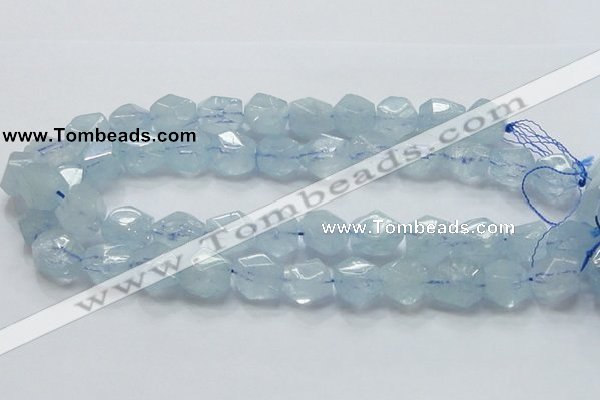 CAQ59 15.5 inches 16*20mm faceted nugget natural aquamarine beads