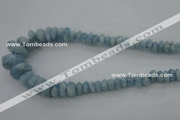 CAQ61 5*8mm – 10*16mm faceted nuggets natural aquamarine beads