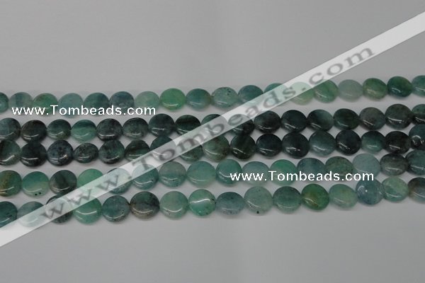 CAQ618 15.5 inches 10mm flat round aquamarine gemstone beads