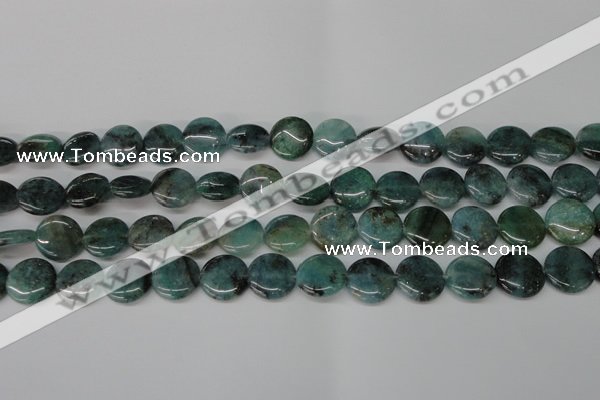 CAQ620 15.5 inches 14mm flat round aquamarine gemstone beads