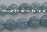 CAQ68 15.5 inches 12*12mm flat round natural aquamarine beads wholesale