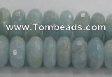 CAQ72 15.5 inches 6*11mm faceted rondelle AB grade aquamarine beads