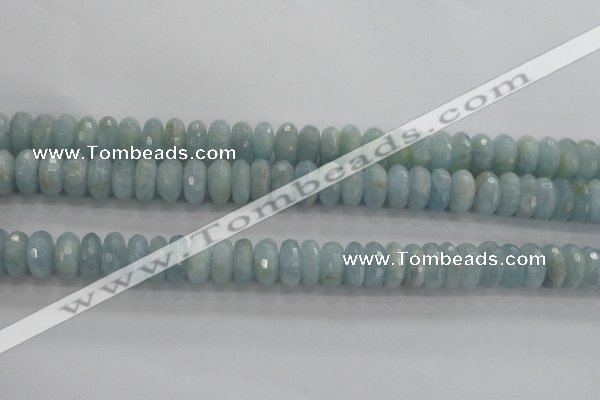 CAQ72 15.5 inches 6*11mm faceted rondelle AB grade aquamarine beads