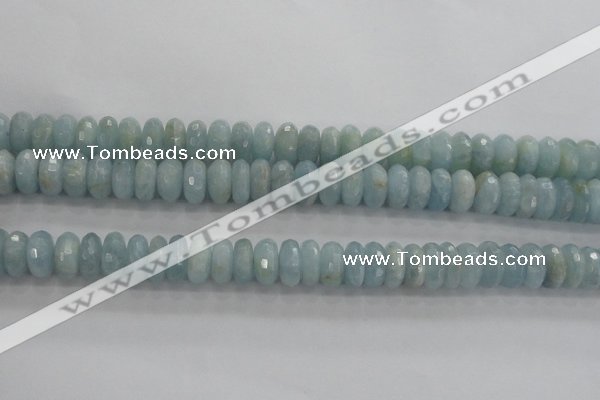 CAQ72 15.5 inches 6*11mm faceted rondelle AB grade aquamarine beads