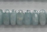 CAQ73 15.5 inches 6*13mm faceted rondelle AB grade aquamarine beads