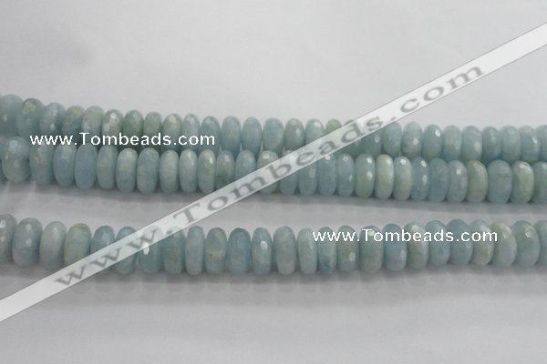 CAQ73 15.5 inches 6*13mm faceted rondelle AB grade aquamarine beads