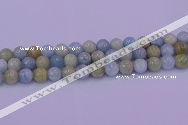 CAQ784 15.5 inches 12mm round natural aquamarine beads